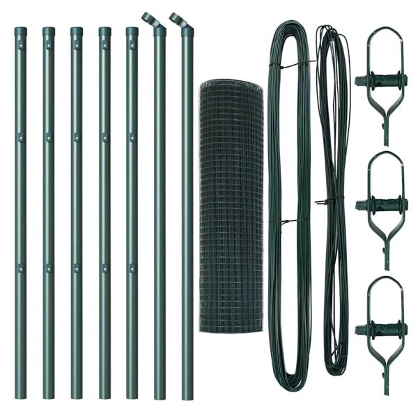 Zaunpfosten-Set 2er Set Grün Metall 10 x 0,5 m Langlebig