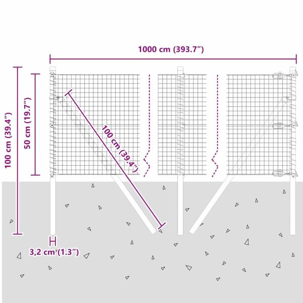Zaunpfosten Set Set mit 2 Grün Metall 10 x 0.5 m Langlebig