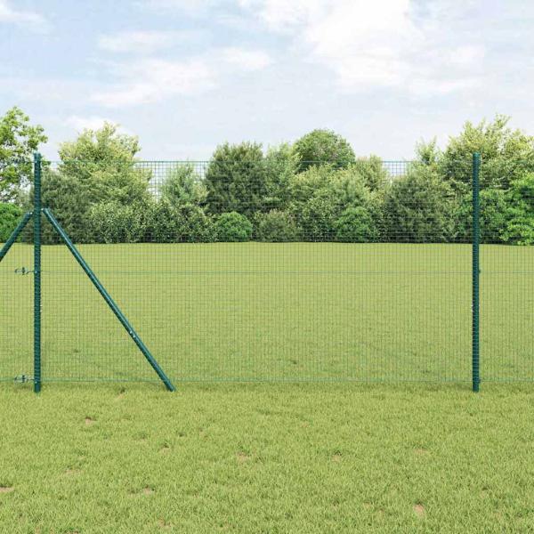 ARDEBO.de - Zaunpfosten-Set 2er Set Grün Stahl, PVC 10 x 1 m Robust
