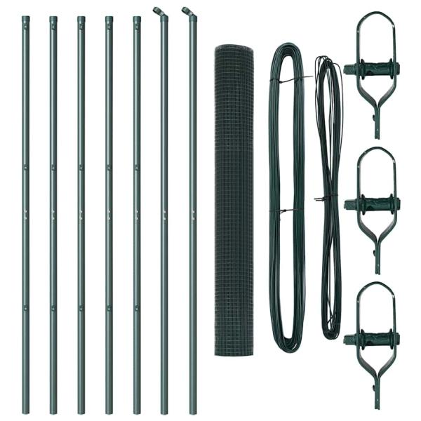 Zaunpfosten-Set 2er Set Grün Stahl, PVC 10 x 1 m Robust
