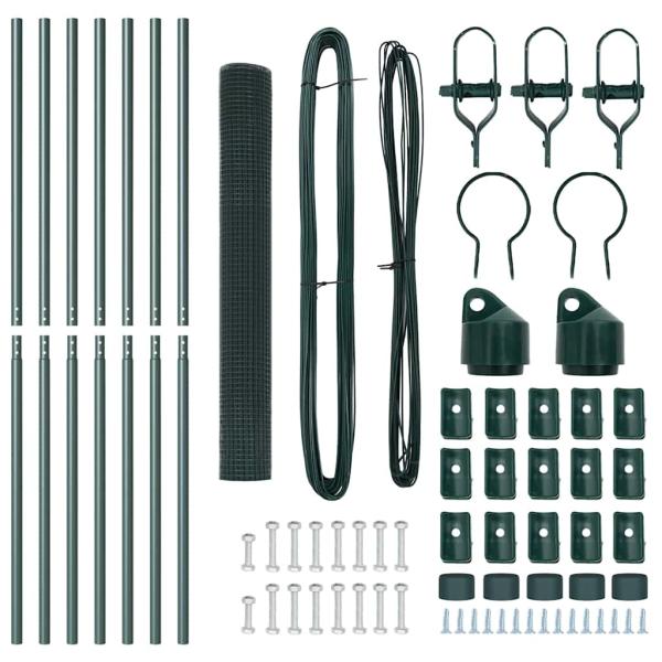 Zaunpfosten-Set 2er Set Grün Stahl, PVC 10 x 1 m Robust