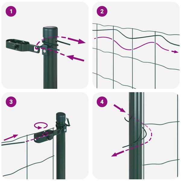Schweißdrahtzaun mit 7 Pfosten Grün 1,2x10 m Stahl