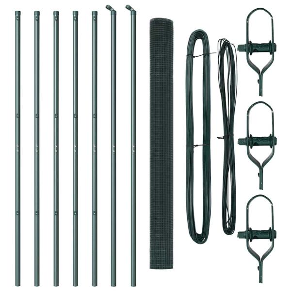 Schweißdrahtzaun mit 7 Pfosten Grün 1.5x10 m Stahl