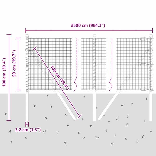 Zaunpfosten-Set Set von 2 Grün Metall 25 x 0,5 m Langlebig