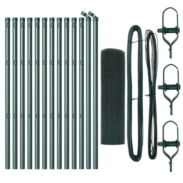 Grünes PVC-beschichtetes Zaunpfosten-Set 2er Set 25 x 0,5 m