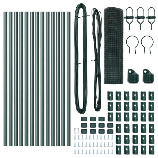 Grünes PVC-beschichtetes Zaunpfosten-Set 2er Set 25 x 0,5 m