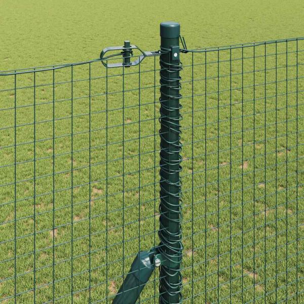 Zaunpfosten Set 2er Set Grün Pulverbeschichteter Stahl 25 x 1,5 m