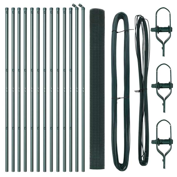 Zaunpfosten Set 2er Set Grün Pulverbeschichteter Stahl 25 x 1,5 m