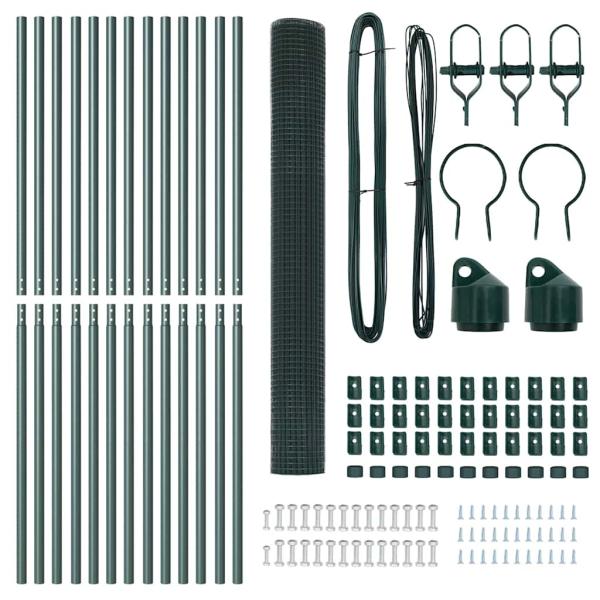 Zaunpfosten Set 2er Set Grün Pulverbeschichteter Stahl 25 x 1,5 m