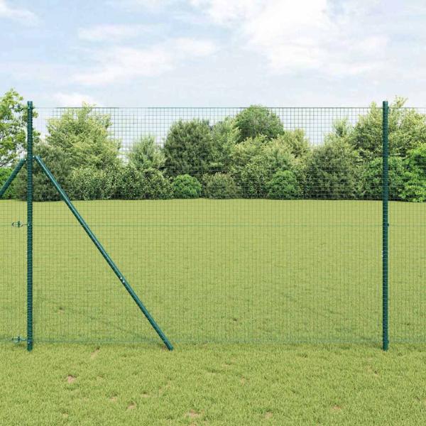 ARDEBO.de - Geschweißter Drahtzaun mit 13 Pfosten Grün 1,6x25 m Stahl