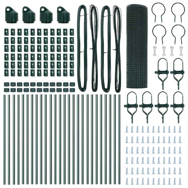 Geschweißter Drahtzaun mit 13 Pfosten Grün 0,4x50 m Stahl