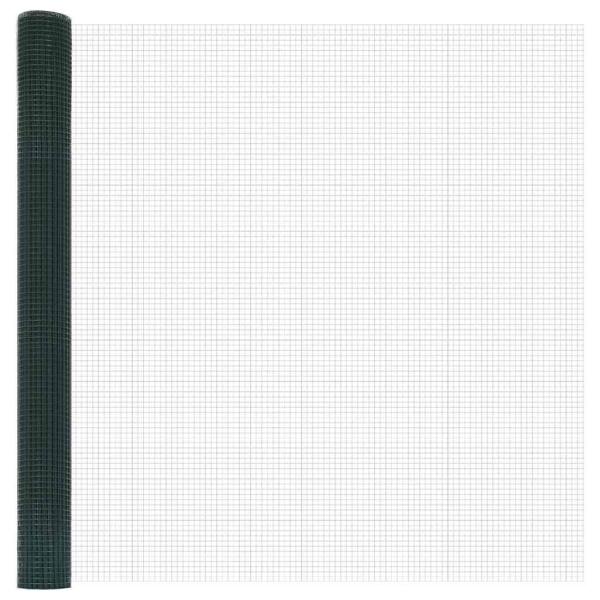 Geschweißter Drahtzaun mit 13 Pfosten Grün 1,5x50 m Stahl