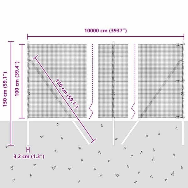 Geschweißter Drahtzaun mit 13 Pfosten Grün 1x100 m Stahl