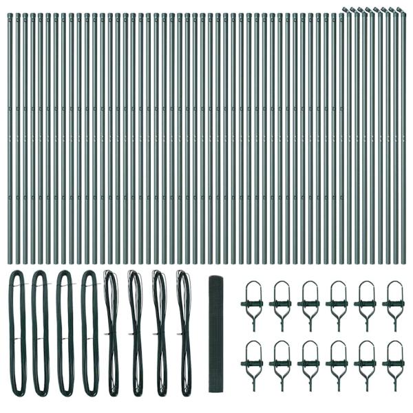 geschweißter Drahtzaun mit 13 Pfosten Grün 1x100 m Stahl