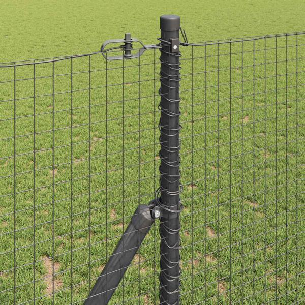 Metallzaunpfosten-Set Set aus 2 Grau Metall und Kunststoff
