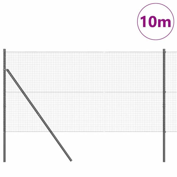 Geschweißter Drahtzaun mit 7 Pfosten Grau 1.4x10 m Stahl