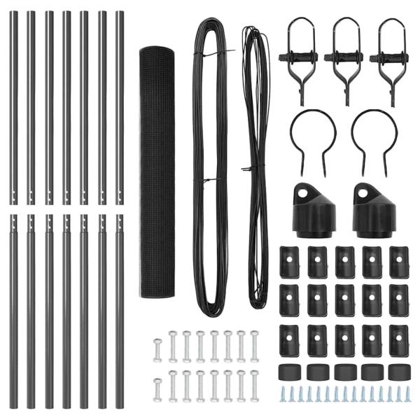 Geschweißter Drahtzaun mit 7 Pfosten Grau 1.4x10 m Stahl