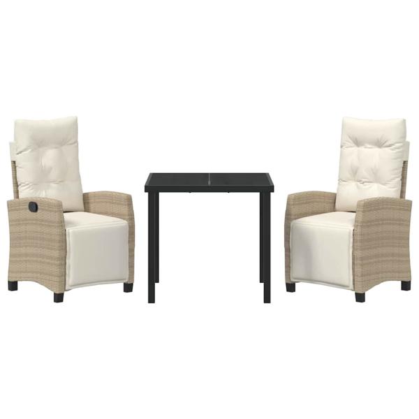 Set aus 2 Beige PE-Rattan 2-Sitzer Verstellbare Fußstützen