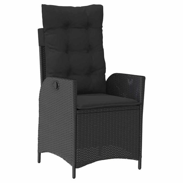 5-teiliges Garten-Esszimmer-Set mit Kissen Schwarz Poly Rattan
