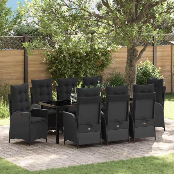 ARDEBO.de - Garten Essgruppe 9 stk. Schwarz Poly-Rattan