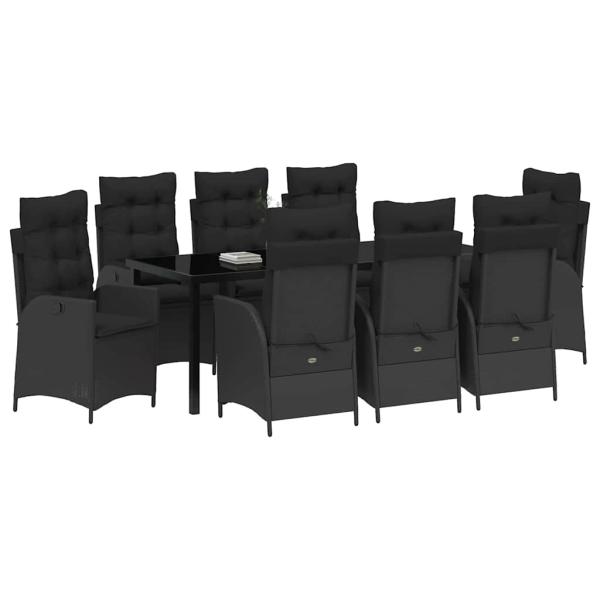 Garten Essgruppe 9 stk. Schwarz Poly-Rattan