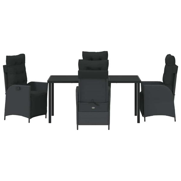 5-teiliges Garten-Esszimmer-Set Schwarz Poly Rattan