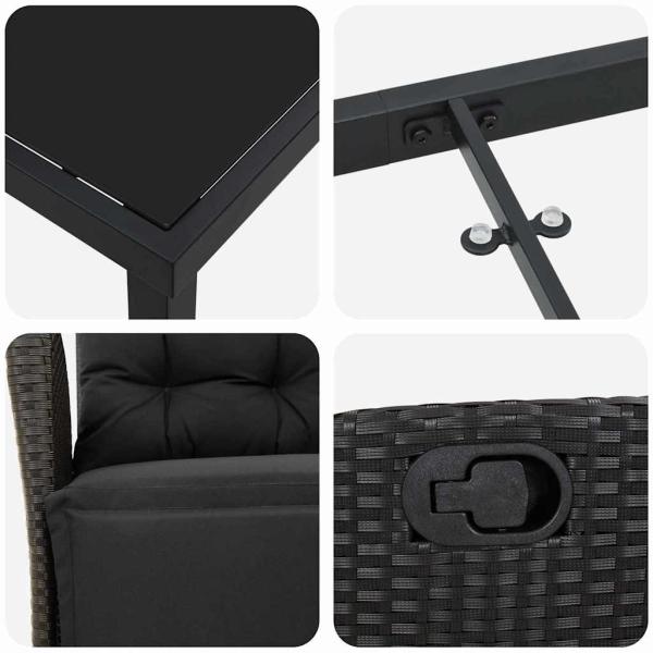 5-teiliges Garten-Esszimmer-Set Schwarz Poly Rattan