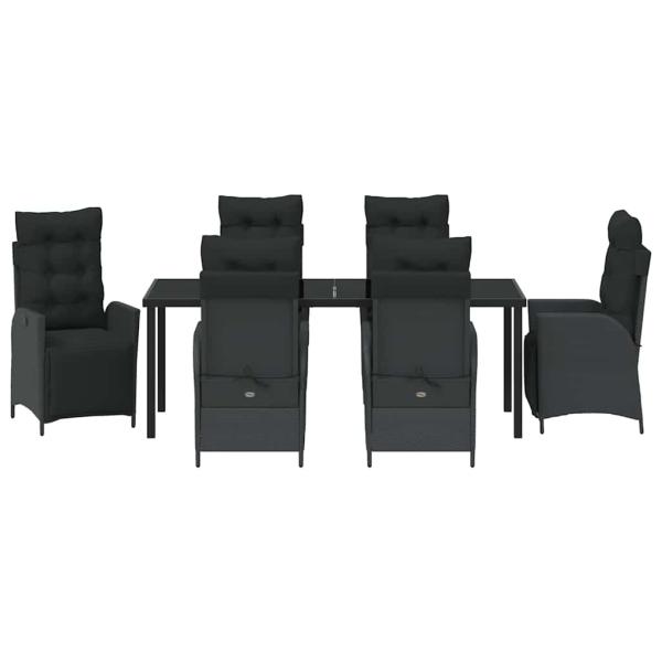 7-teiliges Garten-Dining-Set Schwarz Poly-Rattan
