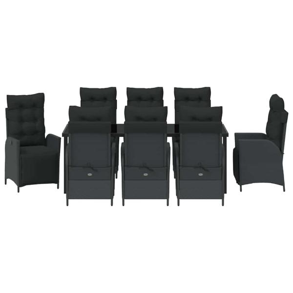 ARDEBO.de - 9-teiliges Garten-Essgruppe Schwarz Poly-Rattan