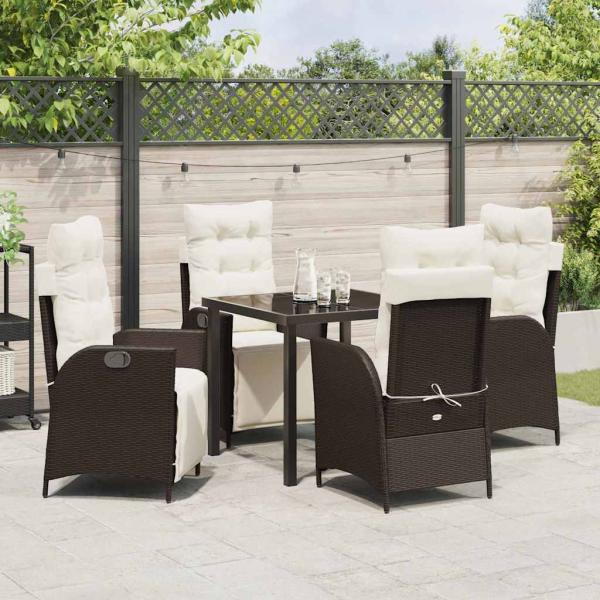 5-teiliges Garten-Essset Braun Poly Rattan