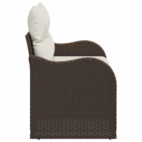 2-Sitzer Garten-Sofa mit Kissen Braun Poly Rattan