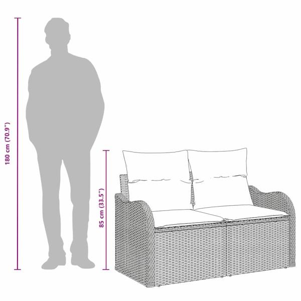 2-Sitzer Garten-Sofa mit Kissen Braun Poly Rattan