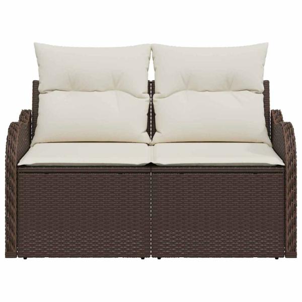 2-Sitzer Garten-Sofa mit Stauraum & Kissen Braun Poly-Rattan