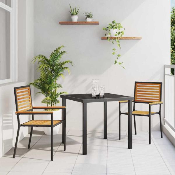 ARDEBO.de - Stapelbare Gartenstühle mit Kissen, 2 Stück, Schwarz, Poly Rattan