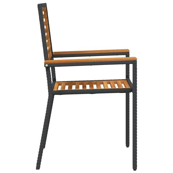 Stapelbare Gartenstühle mit Kissen, 2 Stück, Schwarz, Poly Rattan