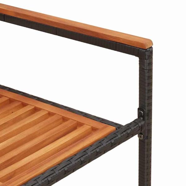 Stapelbare Gartenstühle mit Kissen, 2 Stück, Schwarz, Poly Rattan