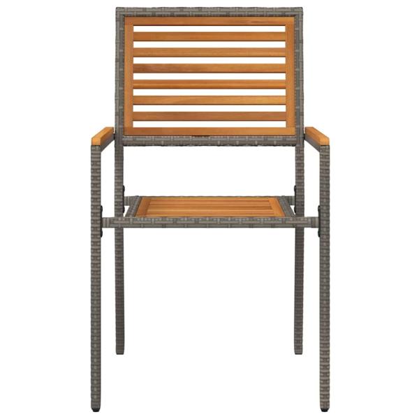 Stapelbare Gartenstühle mit Kissen, 2 Stück, Grau, Poly Rattan