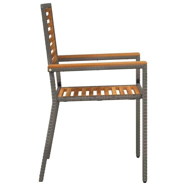 Stapelbare Gartenstühle mit Kissen, 2 Stück, Grau, Poly Rattan