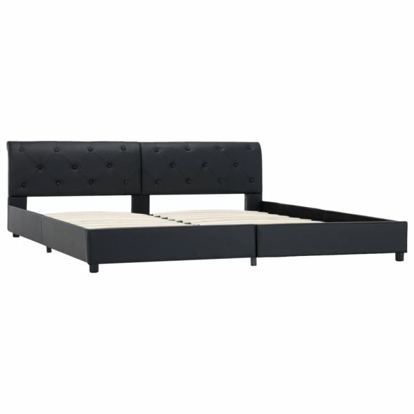Bettgestell Schwarz Kunstleder 180 × 200 cm