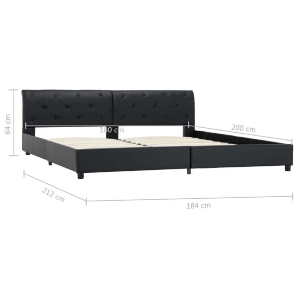 Bettgestell Schwarz Kunstleder 180 × 200 cm