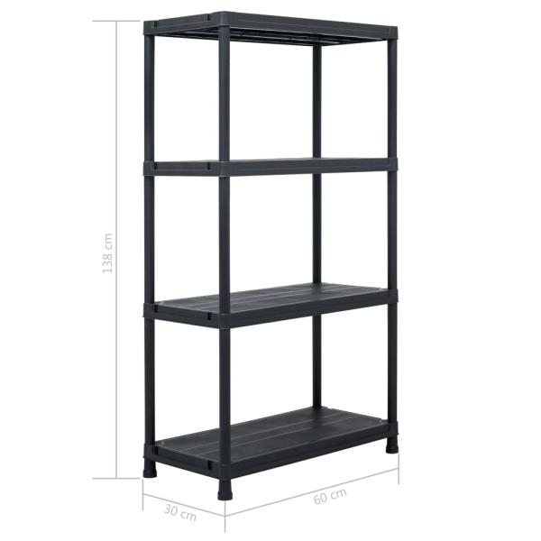 Lagerregale 5 Stk. Schwarz 60 x 30 x 138 cm Kunststoff