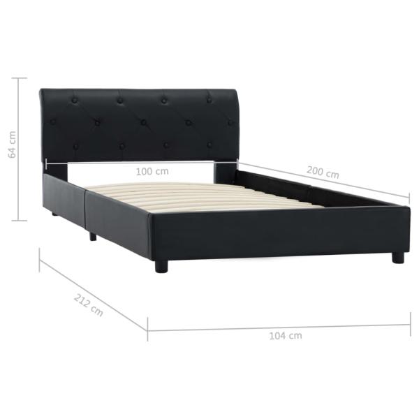 Bettgestell Schwarz Kunstleder 100 × 200 cm