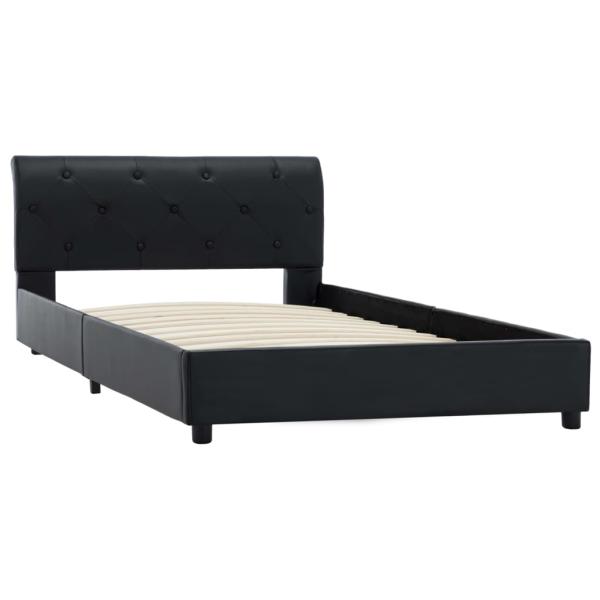 Bettgestell Schwarz Kunstleder 100 × 200 cm