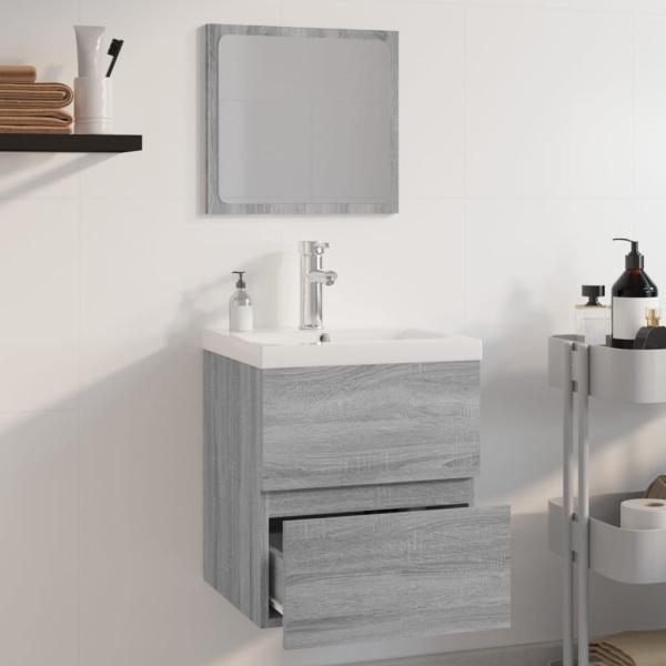 Badmöbel-Set Grau Sonoma Holzwerkstoff