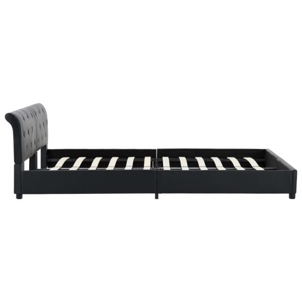 Bettgestell Schwarz Kunstleder 160 × 200 cm