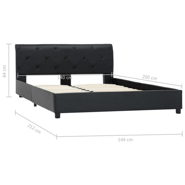 Bettgestell Schwarz Kunstleder 140 × 200 cm