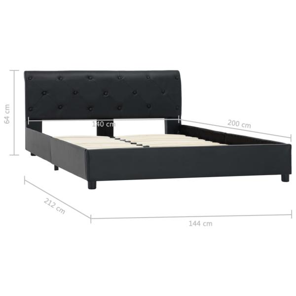 Bettgestell Schwarz Kunstleder 140 × 200 cm