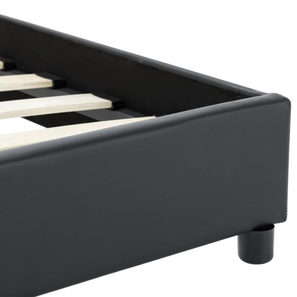 Bettgestell Schwarz Kunstleder 140 × 200 cm