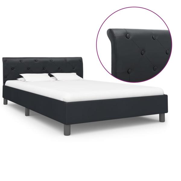 Bettgestell Schwarz Kunstleder 140 × 200 cm