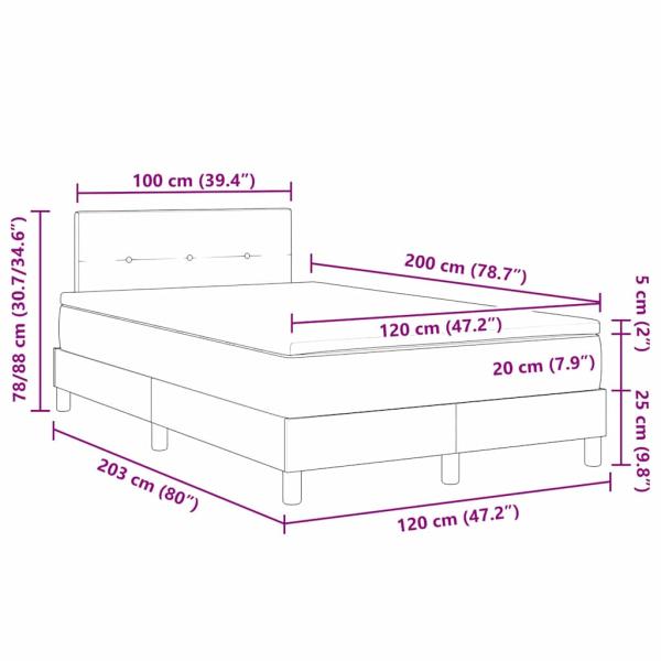 Boxspringbett mit Matratze Blau 120x200 cm Stoff